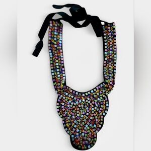 Colorful Beaded Mosaic Bib Boho Statement Necklace